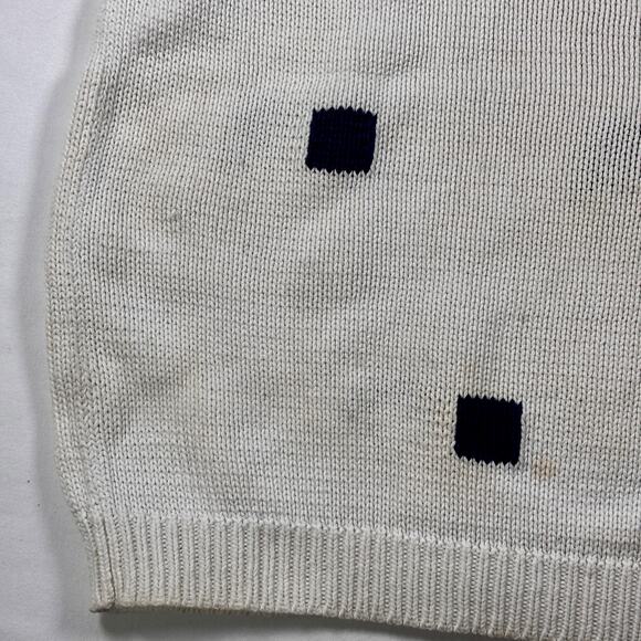 Vintage 1990s Brooks Brothers Knit Sweater Navy Blue Squares Short Sleeve AS IS - Picture 12 of 16